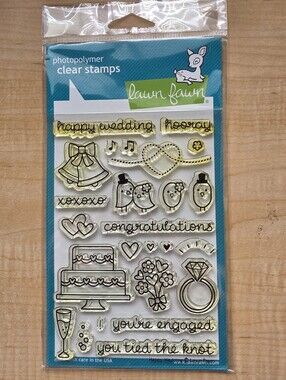 NIP Lawn Fawn Happy Wedding Polymer Stamp Set